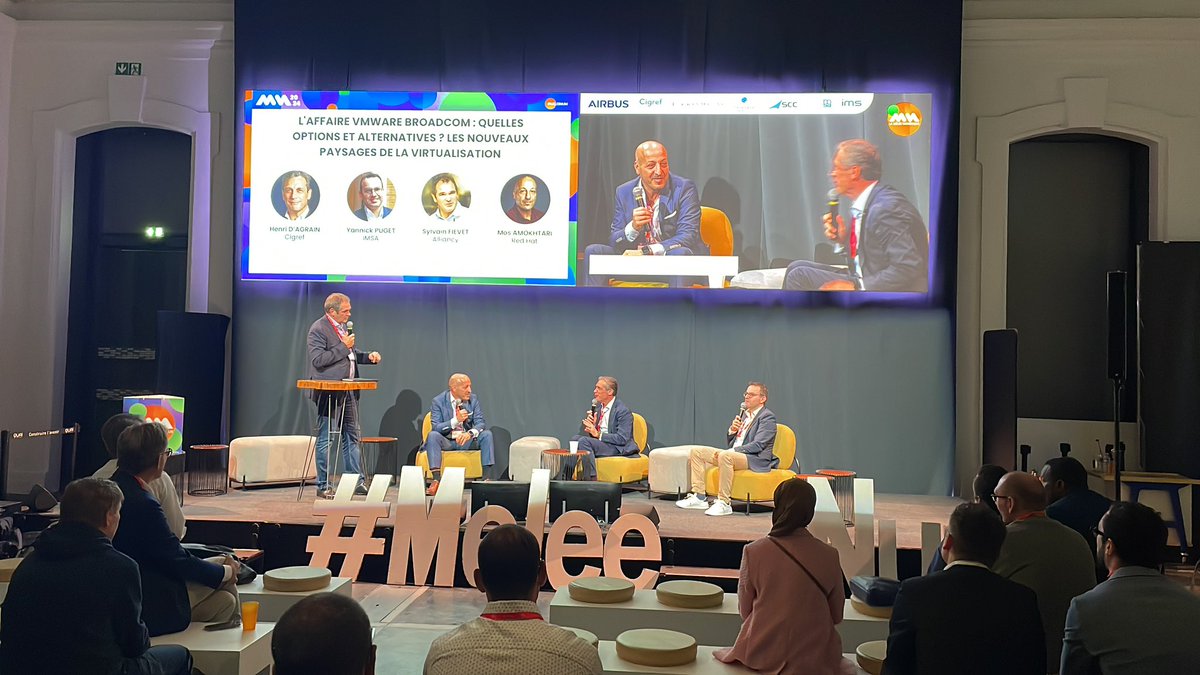 L'affaire VMware Broadcom : quelles options et alternatives ? Les nouveaux paysages de la virtualisation

🔴 live stream : meleenumerique.com

#meleenum @Cigref iMSA Alliancy <a href="/RedHatFrance/">Red Hat France</a> 

<a href="/ypuget31/">Yannick Puget</a> <a href="/HdAgrain/">Henri d'AGRAIN</a> <a href="/sylvainfievet/">Sylvain Fievet</a> <a href="/MosAmokhtari/">Mos Amokhtari</a>