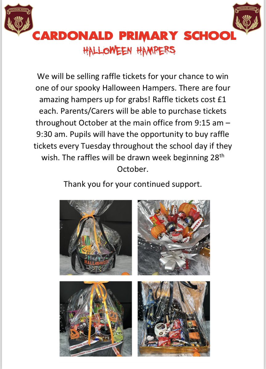 Raffle tickets go on sale Tuesday 1st October 🎃
