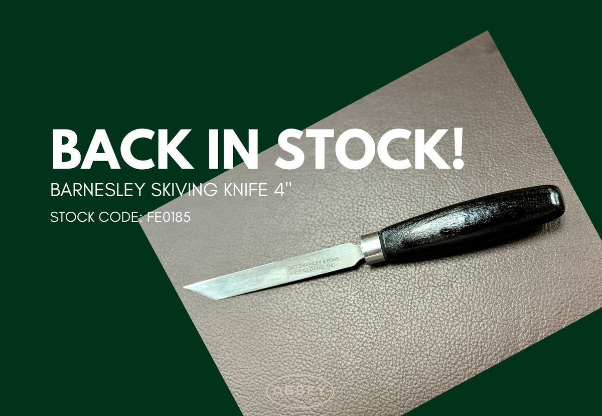 Our very popular 4" Skiving Knife is back in stock. 🙌 🎉 
Get yours now before they are gone. 
buff.ly/4ewpKON