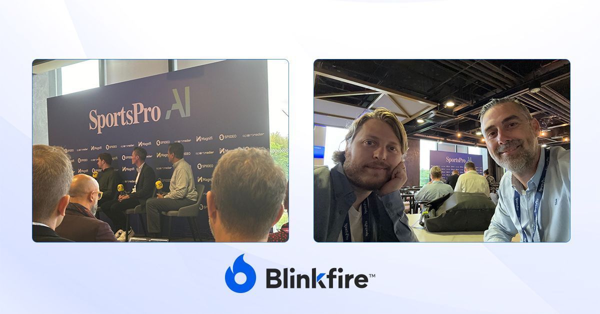 Esta semana, Blinkfire estuvo presente en SportsPro AI junto a <a href="/daniroca7/">Dani Roca</a> y <a href="/johnny64kb/">Johnny KB</a>. 
 Una gran oportunidad para aprender, compartir insights y conectar con clientes y empresas vinculadas a la IA. 

#SPAI | <a href="/SportsPro/">SportsPro</a>