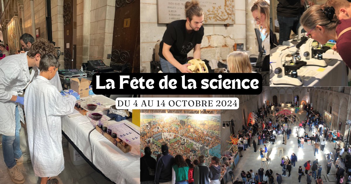 [FÊTE DE LA SCIENCE]

Du 4 au 14 octobre, à l’occasion de la Fête de la #science, participez à des ateliers ludiques, des #conférences, des #expositions...
Que vous soyez à Poitiers, Niort ou Angoulême, la science sera au rendez-vous.

👉 Le programme : sciences-et-societe.univ-poitiers.fr/la-fete-de-la-…