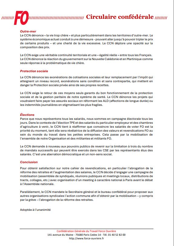 force_ouvriere's tweet image. [#Résolution CCN] Réuni à Carcassonne les 24&amp;amp;25 septembre, le #CCN affirme que #ForceOuvrière continuera de porter ses revendicat° quels que soient ses interlocuteurs. Ds tous les cas, FO s’opposera à toute politique d’#austérité du nouveau gouvernement.
&amp;gt;&amp;gt;force-ouvriere.fr/resolution-du-…