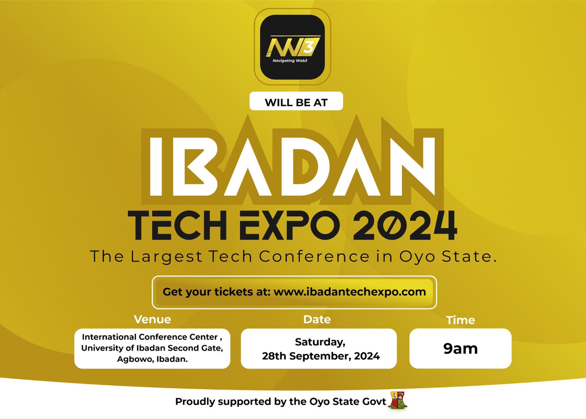 Delighted to announce we have partnered as sponsors with biggest tech event happening in Ibadan, Nigeria.

If you would like to attend, interact for a free entry ticket.
