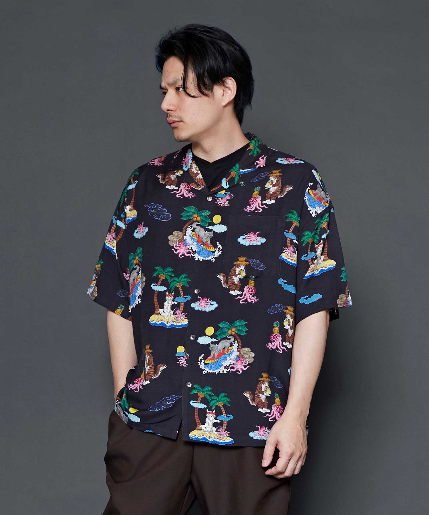石黒亜矢子 猫じゃらし アロハシャツ シャツ 石黒亜矢子 猫じゃらし アロハシャツ シャツ