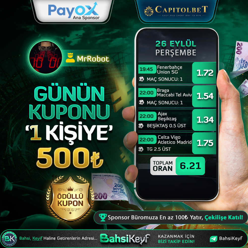 BahsiKeyfForum's tweet photo. 🎁 Ödüllü Kupon

✅ Katılım Buradan:
👉 https://t.co/u0rS5HTbFT

#CapitolBet #BahsiKeyf #forum #bonus #bahis #casino #spor #iddaa #freebet #freespin https://t.co/iP58UshaQ0