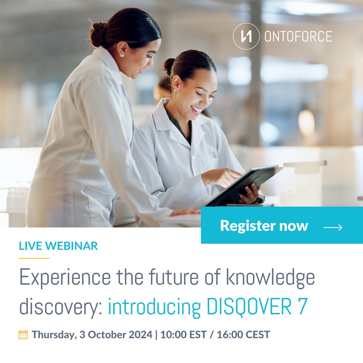 You don't want to miss this! ONTOFORCE is unveiling the next evolution in  data discovery and knowledge management. 👉 Join us on 3 Oct as our experts showcase how DISQOVER 7 is empowering life sciences companies to turn data into insights. Register now: ontoforce.com/webinar/experi…