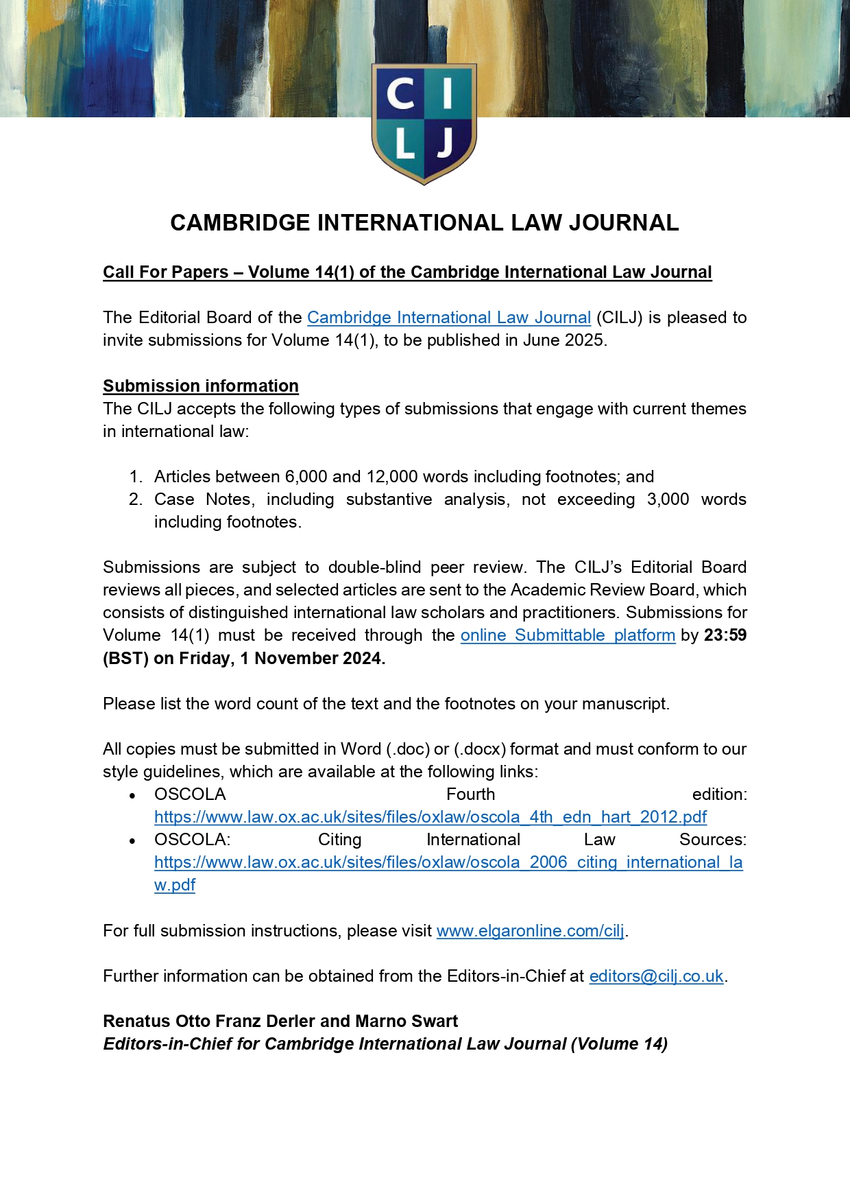 Cambridge International Law Journal (CILJ) on X: &ldquo;Exciting 