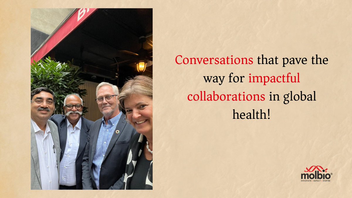 MolbioDx's tweet photo. On the sidelines of the UN High-Level Meeting on #AMR, our CEO, Mr. Sriram, and CTO, Dr. Chandrasekhar Nair, had the pleasure of meeting Ms. Marie Lichtenberg, Executive Director-Global Partnerships at Planet Aid, and Mr. Snorre Westgaard, CEO of @HumanaHPP India. Together, they discussed a shared vision of future-focused, people-centered health solutions.

#AMR #GlobalHealth #Partnerships #SustainableHealth #OneHealth #UNHLM