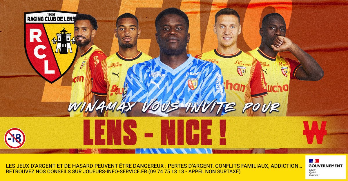 ⚽️ 2 lots de deux places en salon Chez Félix sont à gagner pour <a href="/RCLens/">Racing Club de Lens</a> - Nice, samedi 28/09 à 17h00 !

🎁 Pour participer : retweetez ce tweet, suivez <a href="/WinamaxSport/">Winamax Sport 🔞</a> et répondez avec votre pseudo Winamax.

👉 Tirage au sort à 18h00 !

📄 Règlement > bit.ly/ConcoursWina24