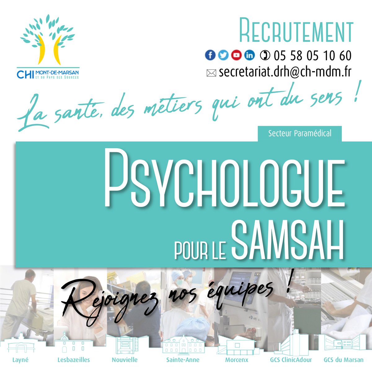 📣✅𝗣𝗮𝗿𝘁𝗮𝗴𝗲𝗼𝗻𝘀 𝗹𝗲𝘀 𝗼𝗳𝗳𝗿𝗲𝘀 𝗱'𝗲𝗺𝗽𝗹𝗼𝗶 𝗱𝘂 𝗖𝗛𝗜 ...
ℹ️𝗖𝗲𝘁𝘁𝗲 𝘀𝗲𝗺𝗮𝗶𝗻𝗲 𝗼𝗻 𝗿𝗲𝗰𝗵𝗲𝗿𝗰𝗵𝗲 𝘂𝗻(𝗲) #𝗽𝘀𝘆𝗰𝗵𝗼𝗹𝗼𝗴𝘂𝗲 𝗽𝗼𝘂𝗿 𝗹𝗲 𝗦𝗔𝗠𝗦𝗔𝗛
ch-mt-marsan.nous-recrutons.fr/poste/o4k9417d…