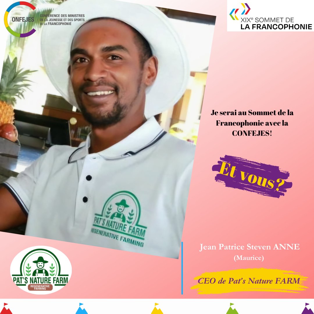 La CONFEJES (@laconfejes) on Twitter photo Jean Patrice Steven ANNE (Maurice), CEO de « Pat’s Nature FARM », au Sommet de la Francophonie 2024, avec la CONFEJES !
Retrouvez Jean Patrice au Salon FRANCOTECH, les 03 et 04 octobre !
<a href="/OIFrancophonie/">La Francophonie</a>
#CONFEJES #SommetDeLaFrancophonie #Francotech2024 Jean Patrice Steven ANNE (Maurice), CEO de « Pat’s Nature FARM », au Sommet de la Francophonie 2024, avec la CONFEJES !
Retrouvez Jean Patrice au Salon FRANCOTECH, les 03 et 04 octobre !
<a href="/OIFrancophonie/">La Francophonie</a>
#CONFEJES #SommetDeLaFrancophonie #Francotech2024