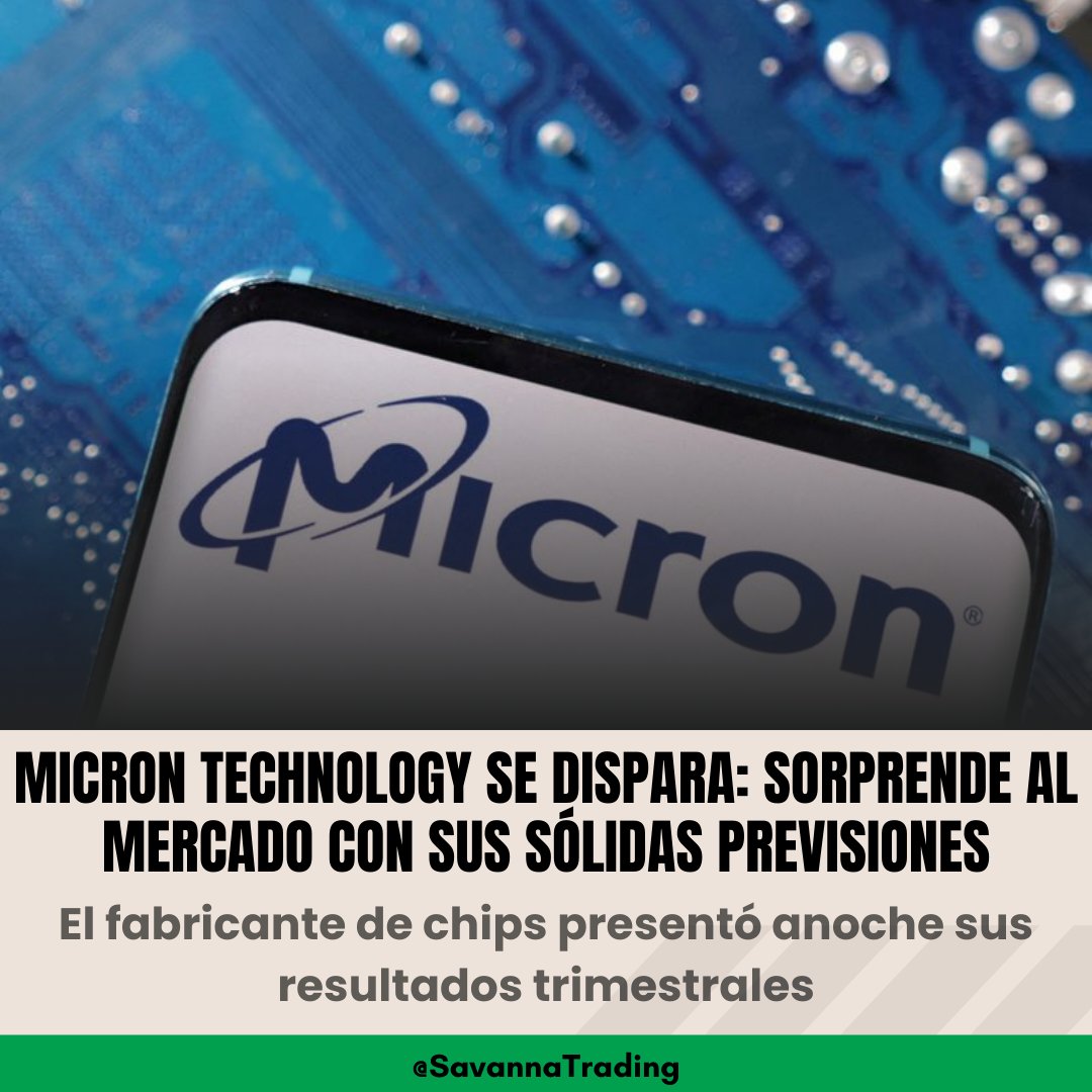 Savanna_Trading's tweet image. 💹NOTICIAS BURSÁTILES - 25/09/2024
📍Micron Technology se dispara.

#MicronTechnology #WallStreet