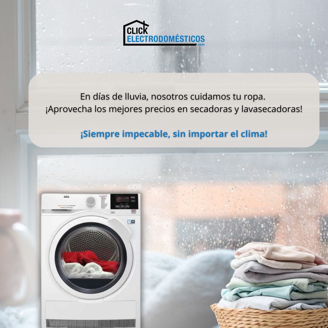 clickaunclic's tweet photo. En Clickelectrodomésticos, cuidamos tu ropa incluso en los días más lluviosos 

Con nuestras secadoras y lavasecadoras a precios irresistibles, olvídate de la humedad y mantén tus prendas impecables sin esfuerzo. 

¡Visita nuestras tiendas físicas o online y renueva tu hogar! https://t.co/Xr4Wk9Bj8t