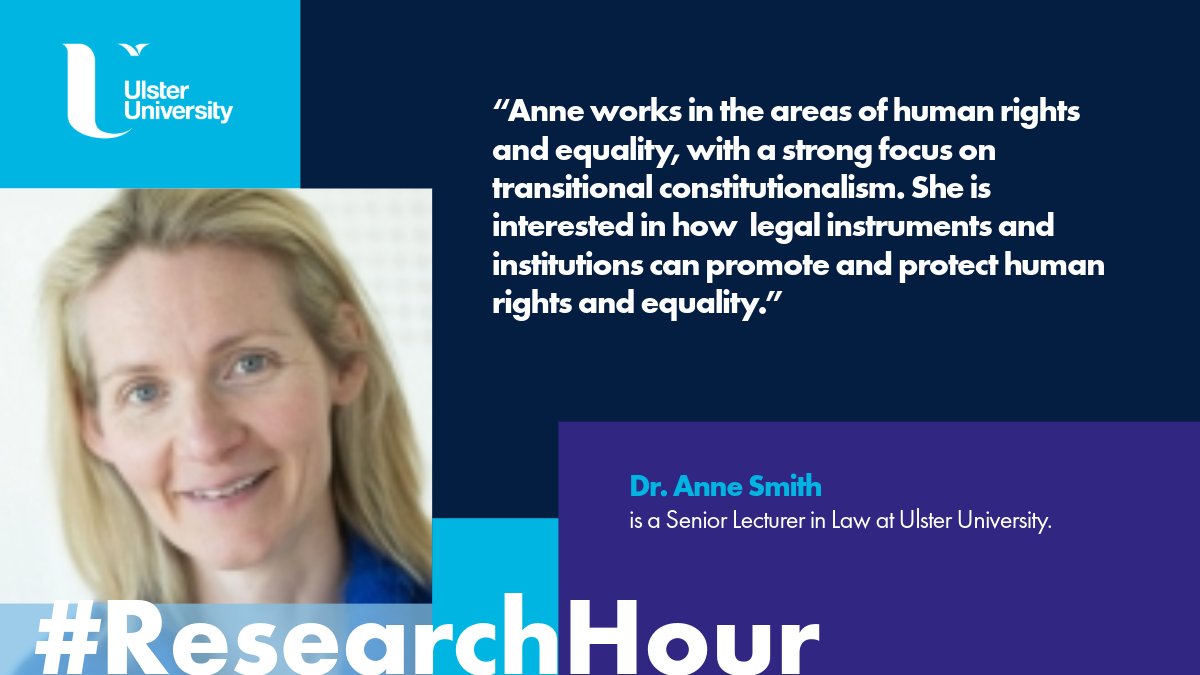 #ResearchHour 

Also working within the School of Law, Anne's research has a strong focus on transitional constitutionalism. She is currently writing a book examining the challenges in the formulation of constitutional equality provisions. 
 
#WeAreUU | <a href="/fitbit774/">Anne Smith</a> | <a href="/TJI_/">Transitional Justice Institute</a>