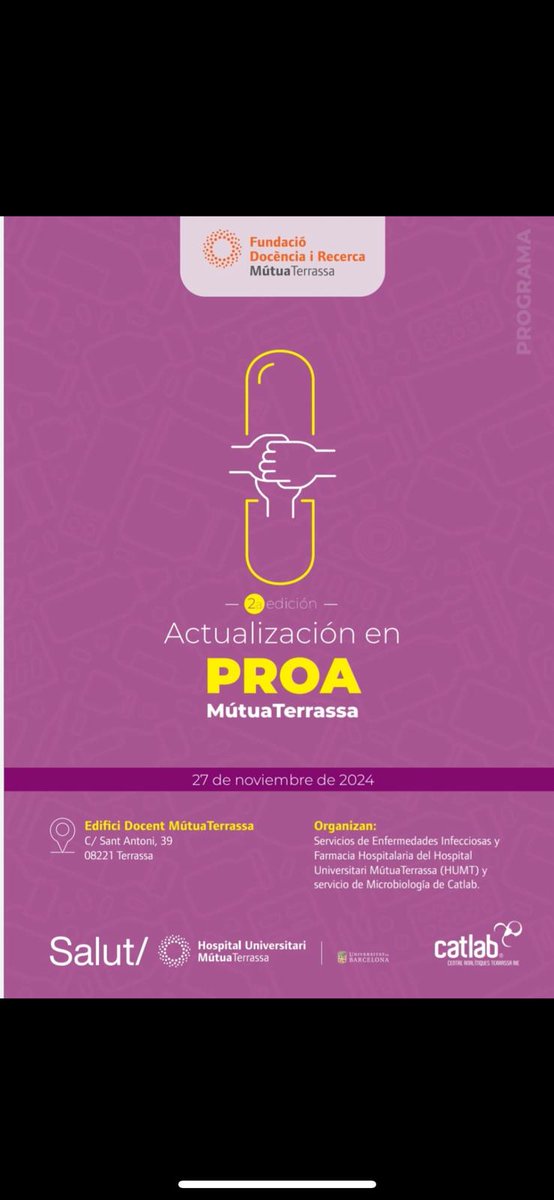 Save te date!! 27 de noviembre en <a href="/Mutua_Terrassa/">MutuaTerrassa</a>, II Jornadas PROA
Consulta el programa:tinyurl.com/ycyeaerf
¡Os esperamos!