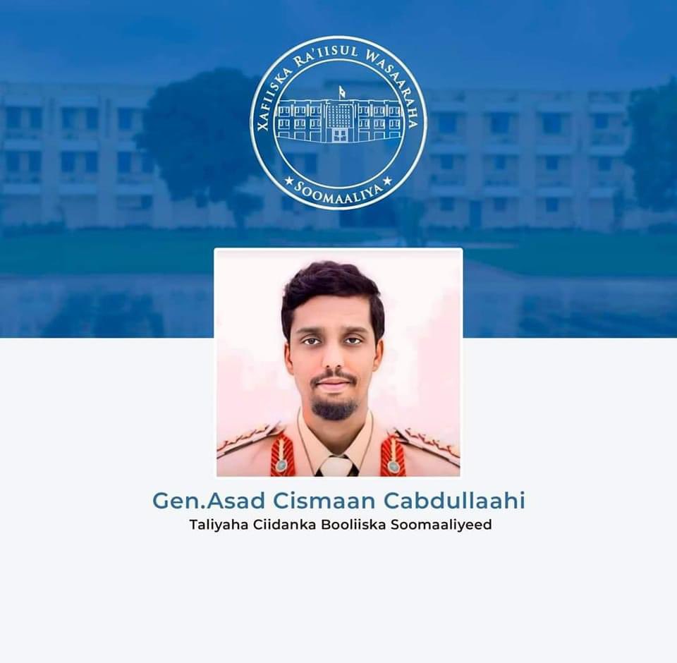 The Office of the Prime Minister has appointed General Asad Osman Abdullahi (Diyaano) as the new head of the Somali Police Force.

This appointment comes at a time when the PSF, which Diyaano formerly led, is at conflict with Puntland's leader, Said Abdullahi Deni.