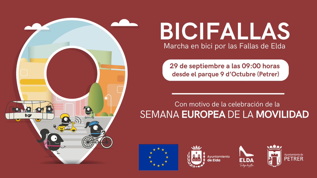 ayto_elda's tweet image. 📢 Este próximo domingo vuelve el 𝗯𝗶𝗰𝗶𝗳𝗮𝗹𝗹𝗮𝘀 🚲💥 una marcha en bicicleta para ver todas las Fallas de Elda 👀🔥

ℹ️ Salida a las 🕘 09:00 horas desde el 📍 Parque 9 d'Octubre de Petrer

🥳  ¡ÚNETE! 👉🏻 bit.ly/petrerinscripc…

#Elda #Petrer #Fallas @JCFallas_Elda