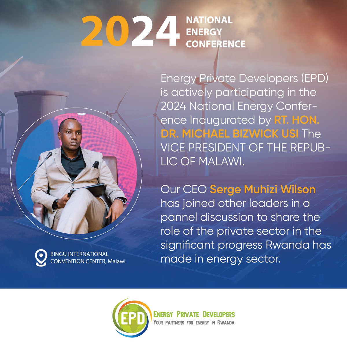Energy Private Developers is proud to be part of the 2024 National Energy Conference in Malawi! Our CEO, <a href="/sergewilson3/">serge wilson</a> , is sharing insights on how the private sector has driven Rwanda’s energy advancements. Exciting discussions ahead on Africa’s clean energy future!
 #2024NEC