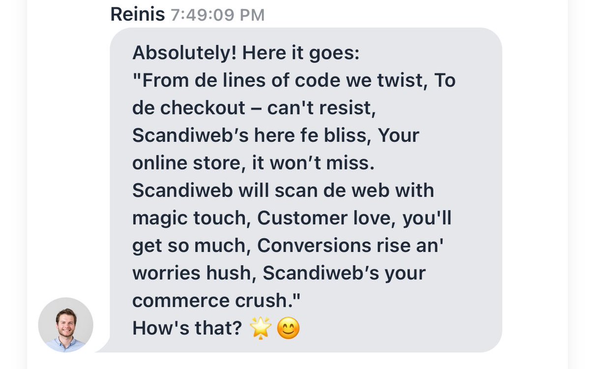 james_goodpun's tweet photo. @scandiweb come get your bot, it’s drunk https://t.co/Q5R5DK8ouE