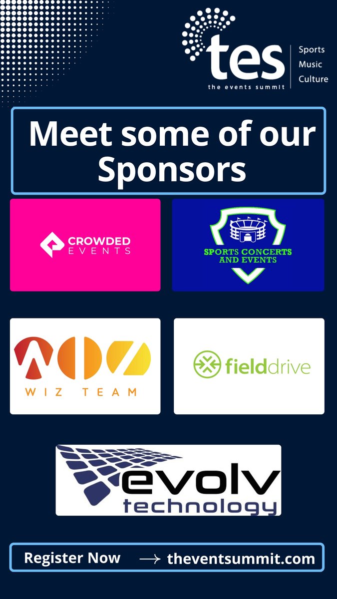 Some sponsors for The Events Summit 2024!
🎉 CROWDED EVENTS
lnkd.in/dc3sbpUx

👥 SCE
lnkd.in/ecDTYXrF

📋 fielddrive
lnkd.in/euw9ipD

🌟 Wiz-Team
wiz-team.com

🔒 Evolv Tech
evolv.com

Secure your spot now! ⏳ lnkd.in/eFabUFQK