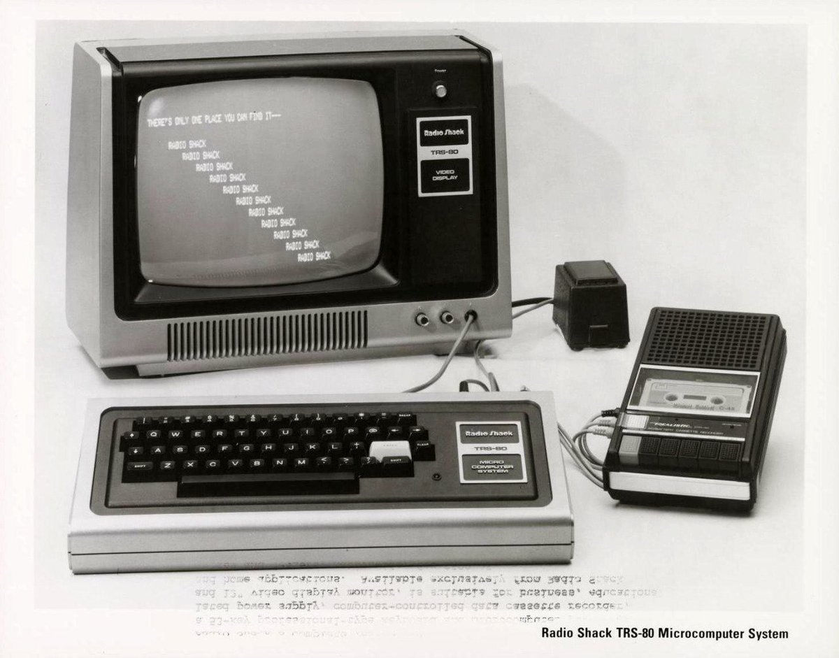 doctorow's tweet photo. Radio Shack's TRS-80 computer, released in 1977. https://t.co/h6H4cH8kdq https://t.co/zSWDViZWI7
