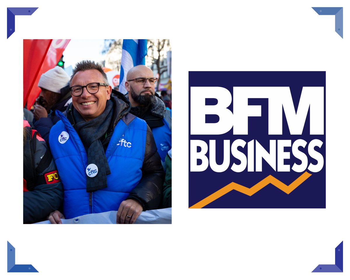 SyndicatCFTC's tweet photo. 📺🎬📢 Passage média 📺🎬📢

La président de la #CFTC, @ChabanierCFTC sera ce lundi 30 septembre à 8h30 en direct sur les plateaux de @bfmbusiness animée par @LaureClosier https://t.co/XPh6r8wotS