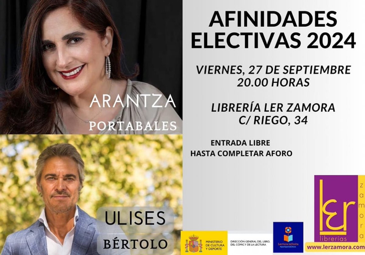 rollingwords_es's tweet photo. Mañana en Zamora dos afinidades electivas: un tandem perfecto con @aranportabales  y @ulisesbertolo  
Conversación muy muy interesante de dos grandes garantizada. Venid!
@LerZamora https://t.co/SKioMElMD6