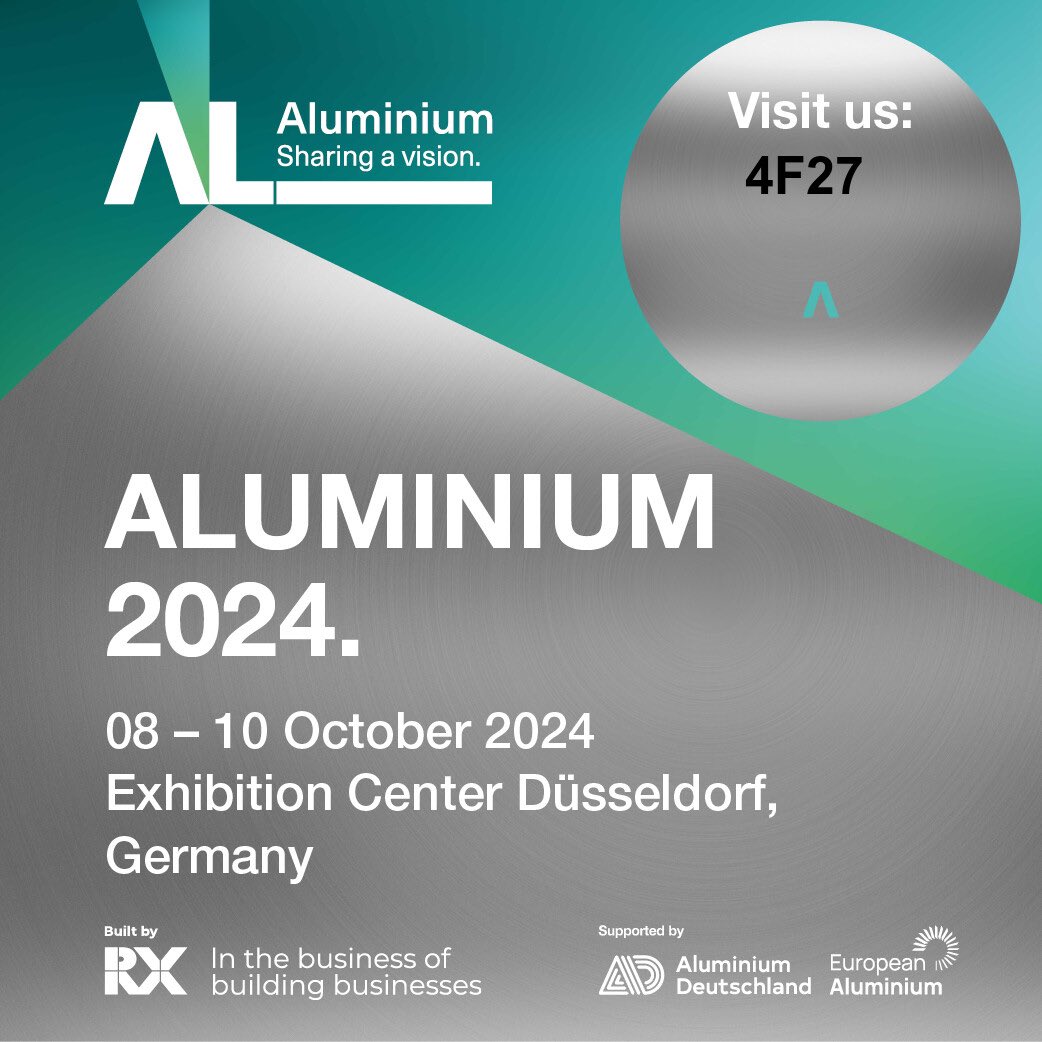 Alpsanalu's tweet photo. 8-10 Ekim 2024 tarihinde Düsseldorf’da düzenlenecek olan Aluminium2024 fuarında, 4F27’de sizleri ağırlamaktan mutluluk duyarız.

We would be happy to welcome you at the Aluminium2024 fair, which will be held in Düsseldorf, on 8-10 October 2024, at stand number F27 in Hall 4. https://t.co/XnUEu90aLI