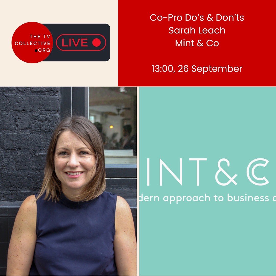 TheTVCollective's tweet photo. Here’s our next sessions today:
5 minute connections 
Co-Pro Do’s and Don’ts with Mint &amp; Co and Sarah Leach
1-2-1 Experts
Spotlight- the making of Bel-Air with Morgan Cooper, Talitha Watkins &amp; @JimmyAkingbola 

Visit https://t.co/jgPBNlZCQf to register!

#tvfestival #tvevent https://t.co/HT5Zoighh3