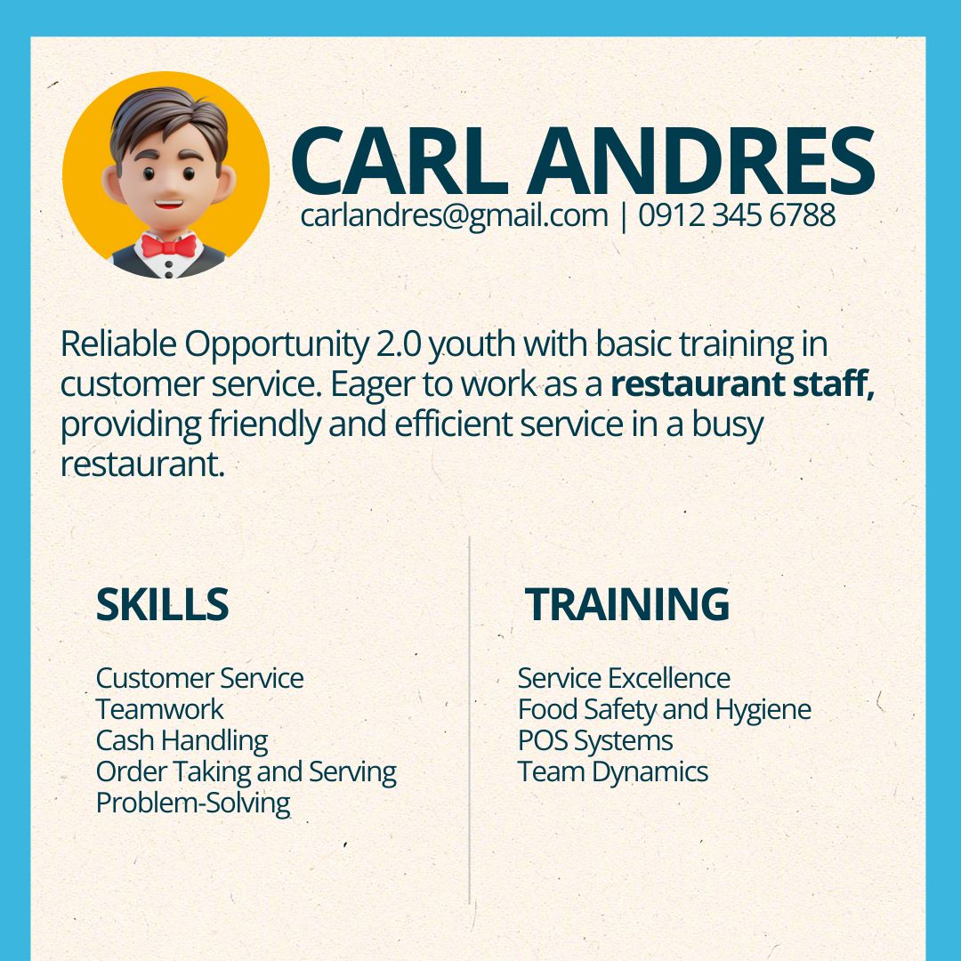 opportunity2_0's tweet image. Skills dapat ang totoong puhunan ng kabataan! 🌟

#O2youth are not just preparing resumes; they’re showcasing their talents! Whether it’s making the perfect coffee, serving with a smile, or handling admin tasks, these young talents prove that skills truly shape career success.