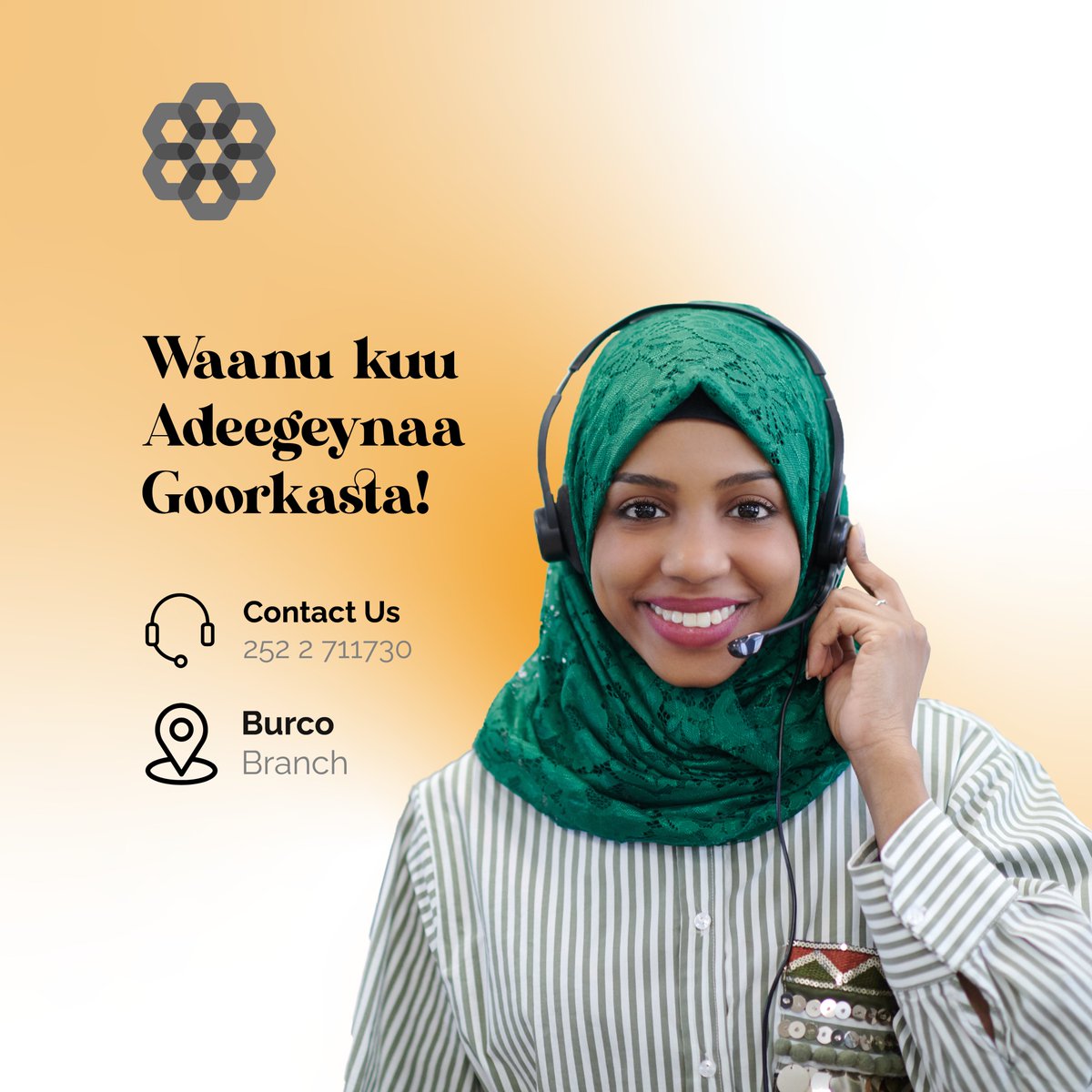 Magaalada Burco Hadii aad ku sugan-tahay waxaan diyaar u nahay inaan kuu adeegno.

Nagala so hadal lambarka Posterka ku qoran.

#burco #kimsmicrofinance