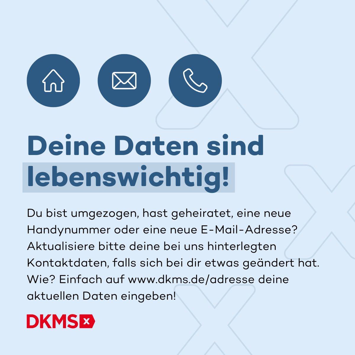 DKMS_de's tweet image. Deine Adressaktualisierung kann Leben retten! Frage: Können wir dich im Ernstfall erreichen, wenn du für eine:n Patienten als Stammzellspender:in infrage kommst? Check bitte hier dkms.de/adresse, ob wir noch deine aktuellen Daten haben. #dkms
