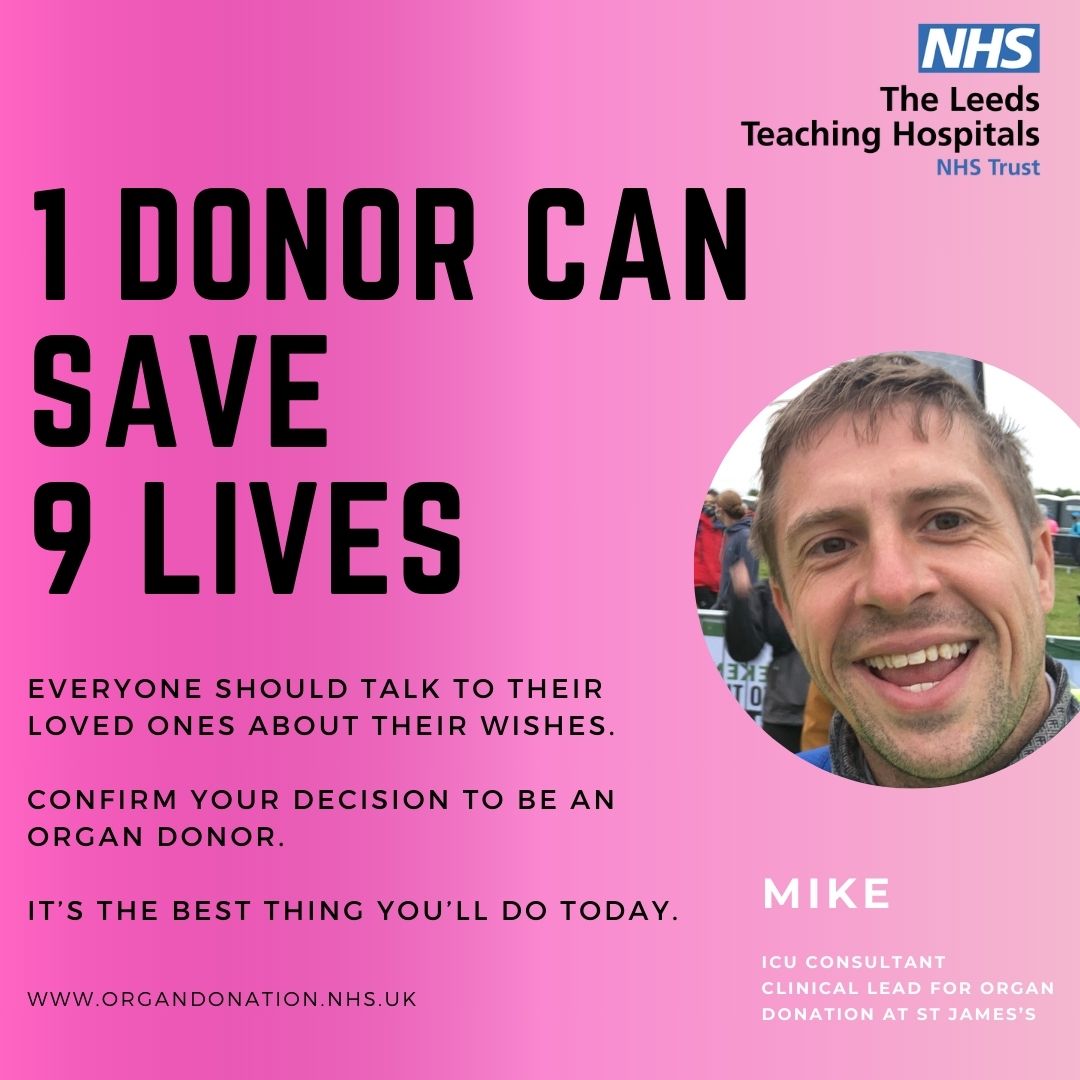 9 in 10 families support organ donation going ahead if they knew what their loved one wanted. 

Do your family know your wishes? 

Confirm your decision on the NHS Organ Donor Register today 

organdonation.nhs.uk