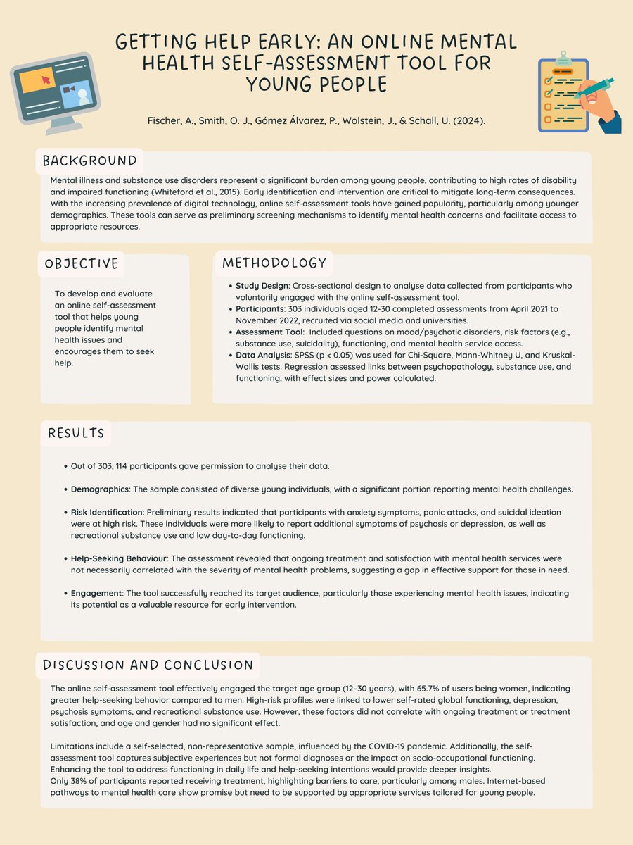 Check out this new #openaccess paper:

Getting help early: An online #mentalhealth self-assessment tool for #youngpeople 

#YouthMentalMealth #OnlineAssessment #EarlyHelp #Researchpaper #Academia #PsychologyResearch #Adolescents #MentalHealthAwareness 

journals.sagepub.com/doi/10.1177/13…