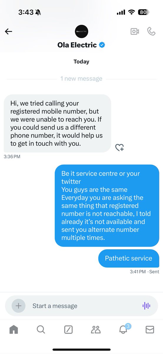 widhani_vineet's tweet photo. Pathetic service. Looks like they can’t even understand plain simple English.
@OlaElectric 
@bhash  try hiring some quality folks in your company, poor service in all the aspects. https://t.co/bHvv3FzT2G