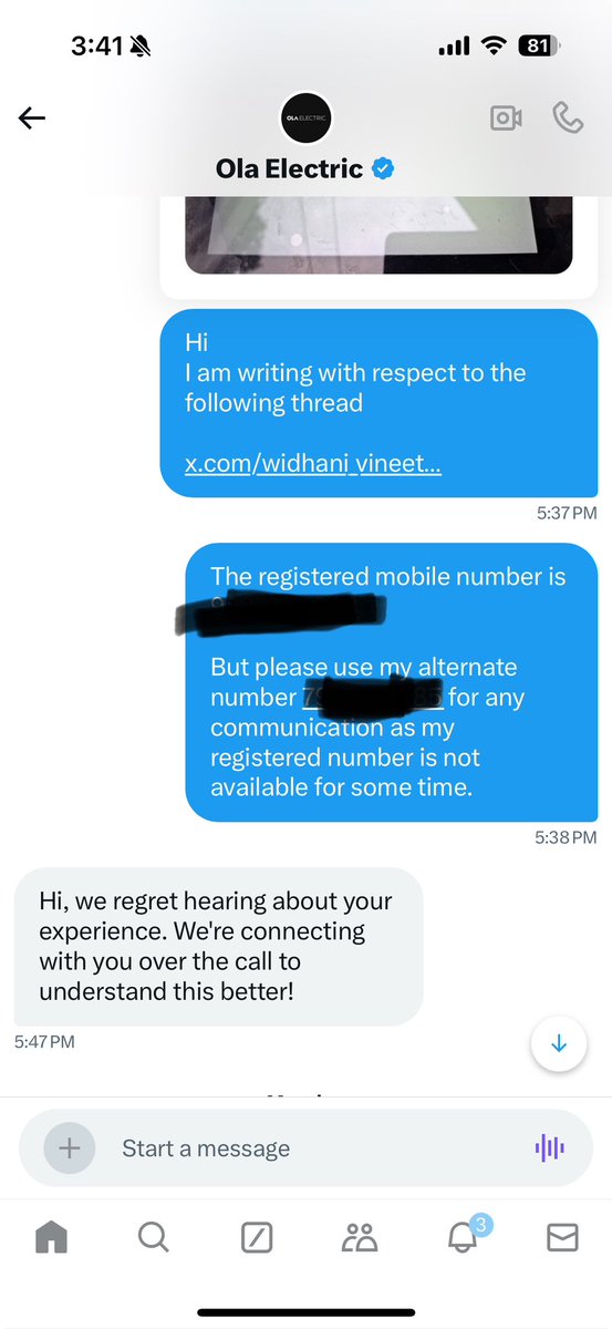 widhani_vineet's tweet photo. Pathetic service. Looks like they can’t even understand plain simple English.
@OlaElectric 
@bhash  try hiring some quality folks in your company, poor service in all the aspects. https://t.co/bHvv3FzT2G