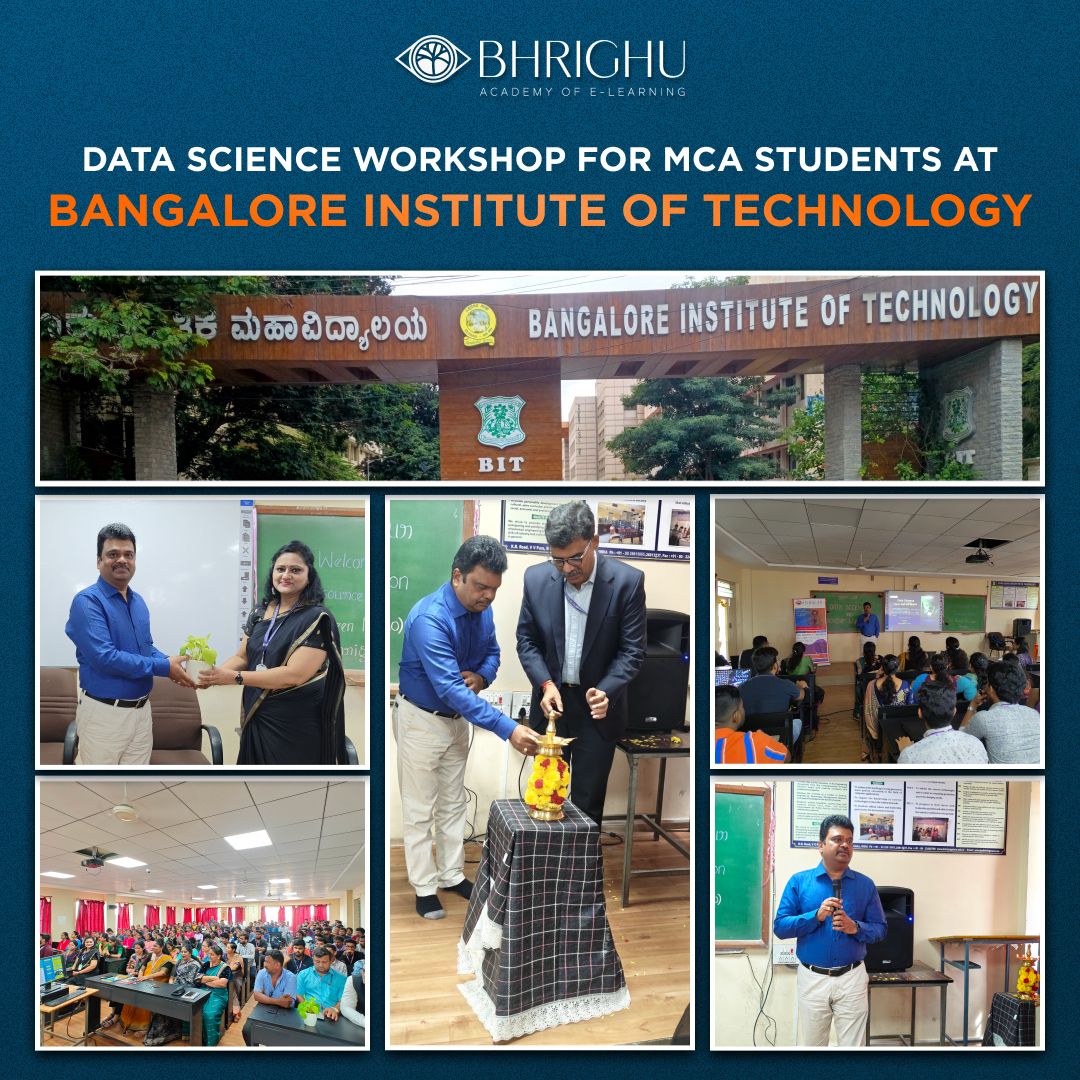 bhrighuacademy's tweet image. The Data Science Workshop for MCA students at Bangalore Institute of Technology, conducted by Bhrighu Academy of E-Learning, was a tremendous success!
.
.
#DataScience #MCA #DataScienceWorkshop #AI #Analytics #FutureOfTech #BhrighuAcademy #LearningJourney #TechSkills