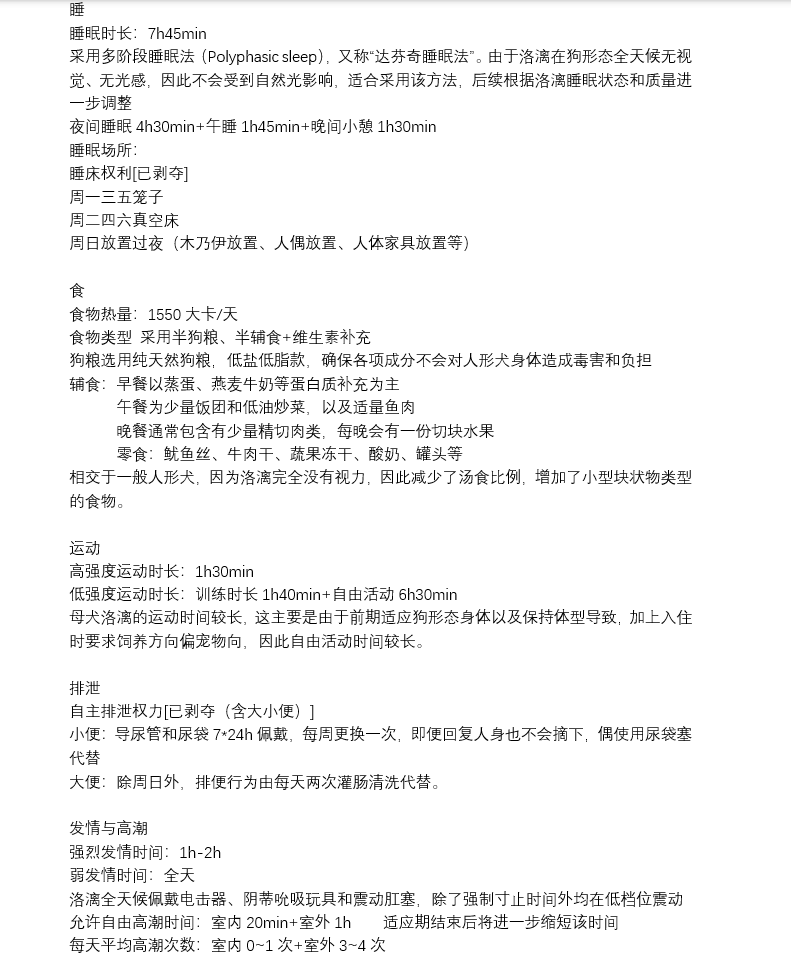 黄鱼犬舍-洛人形犬漓作息表
[虚构故事，请勿模仿]
感谢洛漓提供人设@luoluo909090 https://t.co/1iCCc7yWtk
