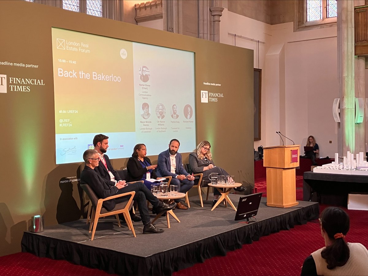 LewishamCouncil's tweet photo. Our Mayor @Brenda_Dacres , Cllr @kieronjwilliams Leader of @lb_southwark,  Patrick Doig  from @TfL, and Richard Palmer from Delancey led the discussion which highlighted the immense growth and investment opportunities this project would unlock.

#BacktheBakerloo at  #LREF24 https://t.co/TUf81Qvqy2