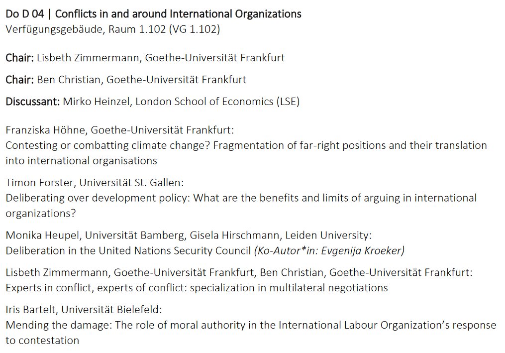 Ben Christian (@_benchristian) on Twitter photo Really looking forward to our <a href="/dvpwkongress/">DVPW TakeOver</a> panel on "Conflicts in and around IOs", today at 2pm. Far-right & climate change, deliberation, specialization, moral authority - lots of cool papers, so please join us! #dvpw Really looking forward to our <a href="/dvpwkongress/">DVPW TakeOver</a> panel on "Conflicts in and around IOs", today at 2pm. Far-right & climate change, deliberation, specialization, moral authority - lots of cool papers, so please join us! #dvpw
