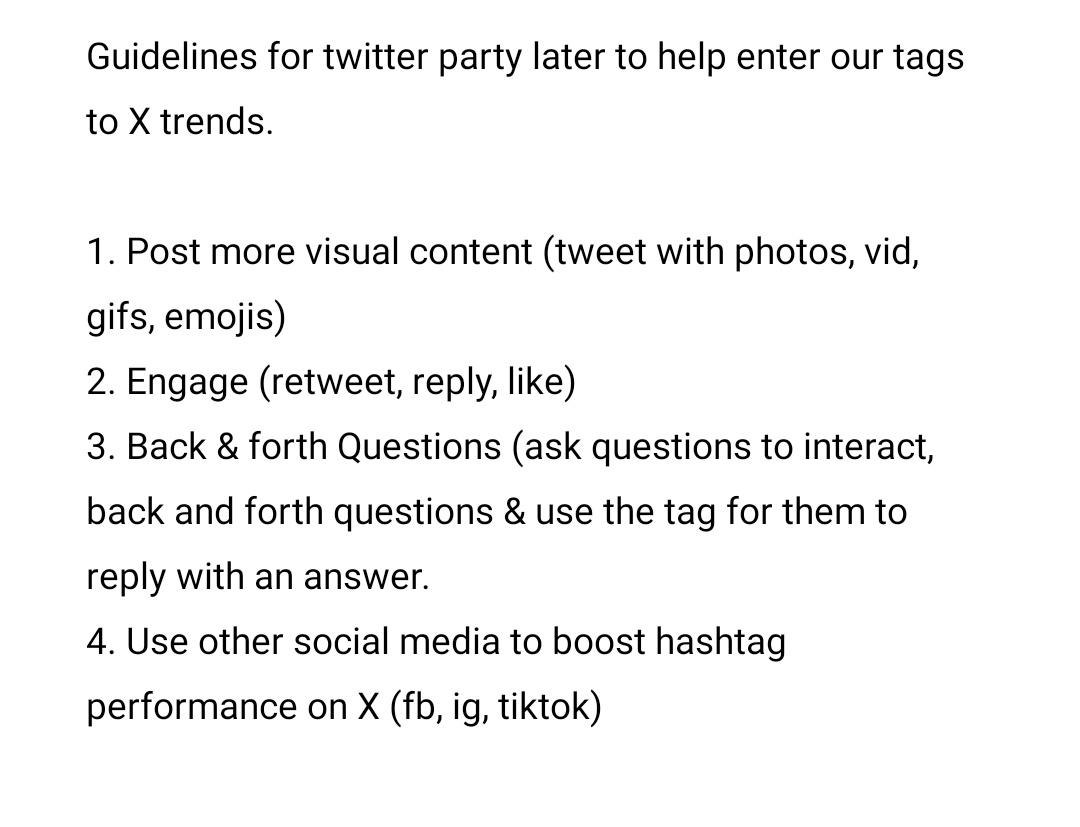 Take note of the guidelines for our mass trending later!