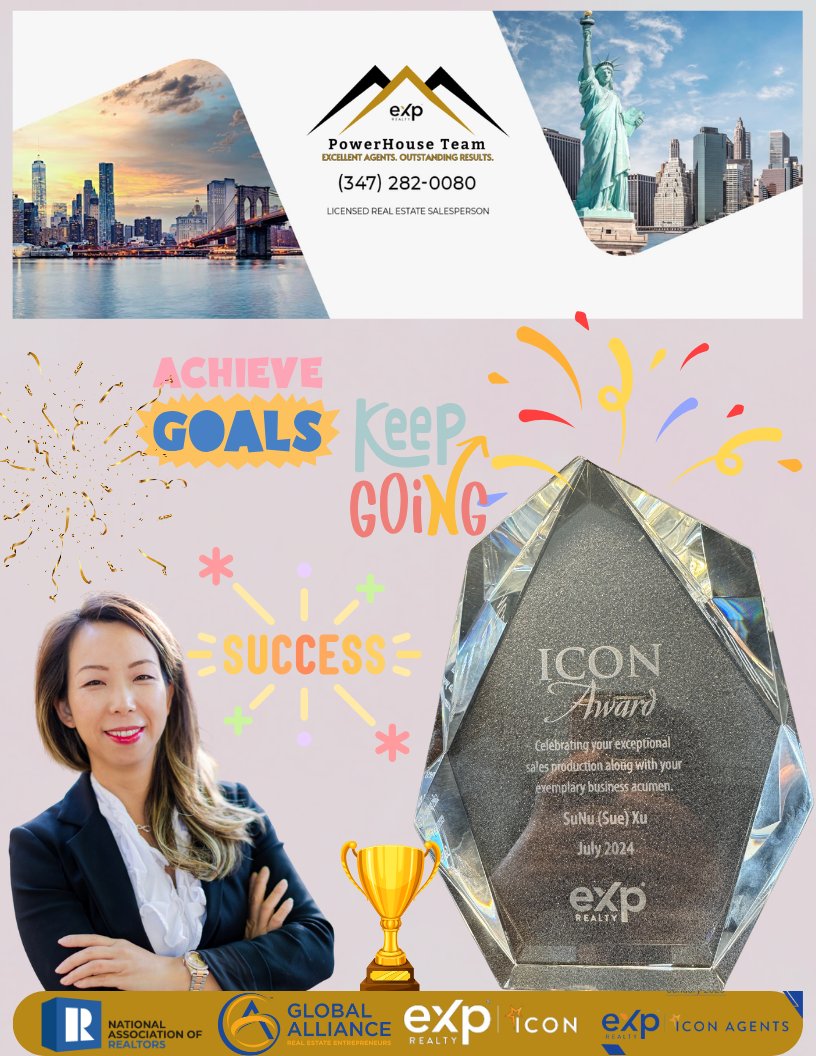 SueXu_Realtor's tweet photo. Excited to celebrate another year as an eXp Realty ICON Agent! Grateful for the journey, Looking forward to achieving even more milestones ahead!
又一年收到了標誌性的 eXp Realty ICON topagent 奖杯，連續三年成功進入了公司的金牌經紀人行例。 https://t.co/GzUfi2T6n2