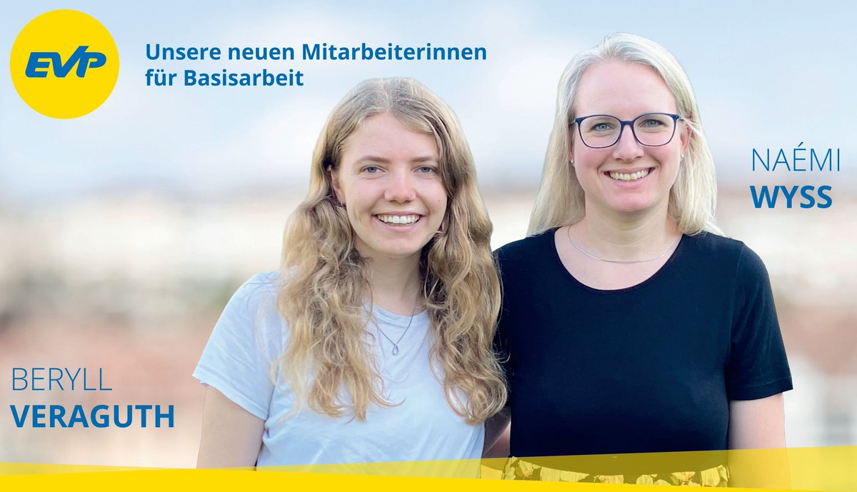 Wir freuen uns sehr, dass Beryll Veraguth (Stadträtin Burgdorf) und Naémi Wyss (Gemeinderätin Wynigen) ab 1. Oktober unser Team verstärken.
Die beiden werden vor allem die Basisarbeit der EVP weiter ausbauen.
Alles Gute euch beiden, viel Freude, Ideen, Power und Gelingen! 🙏