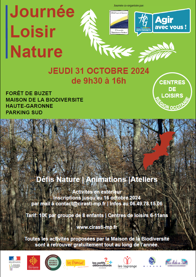 CIRASTI Exposciences en Occitanie (@cirastioc) on Twitter photo 🍂🍁La Journée du Loisir Nature revient le jeudi 31 octobre à la forêt de Buzet !
A destination des centres de loisirs d'<a href="/Occitanie/">Région Occitanie</a>
⌛️Les défis arrivent bientôt !
Plus d'infos sur: cirasti-mp.fr/.../journee-du…
Avec <a href="/HauteGaronne/">Haute-Garonne</a>, <a href="/EngagLLSo/">LeoLagrange so engag</a> <a href="/migado_asso/">Association MIGADO</a> , <a href="/LesMathsEnScene/">LES MATHS En SCENE #LMES</a> et LPDOC 🍂🍁La Journée du Loisir Nature revient le jeudi 31 octobre à la forêt de Buzet !
A destination des centres de loisirs d'<a href="/Occitanie/">Région Occitanie</a>
⌛️Les défis arrivent bientôt !
Plus d'infos sur: cirasti-mp.fr/.../journee-du…
Avec <a href="/HauteGaronne/">Haute-Garonne</a>, <a href="/EngagLLSo/">LeoLagrange so engag</a> <a href="/migado_asso/">Association MIGADO</a> , <a href="/LesMathsEnScene/">LES MATHS En SCENE #LMES</a> et LPDOC
