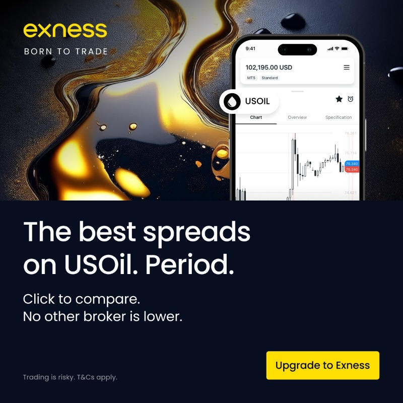 EXNESS's tweet photo. Take control of your USOil trading costs. 
Save on every trade with the tightest and most stable spreads in the market.

Upgrade to the best spreads on USOil.