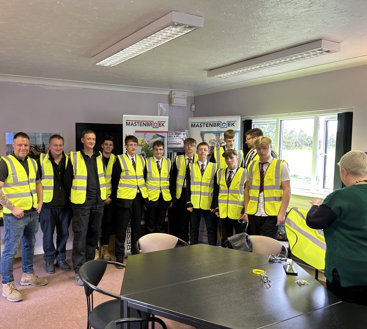 MastenbroekLtd's tweet photo. Pupils from Haven High Academy are with us for National Manufacturing Day. After their safety briefing, they will have a tour of our factory, see our trenchers being built and find out more about how to get a career in #engineering and #manufacturing.

#nmd2024 https://t.co/gHOc2W7UBb