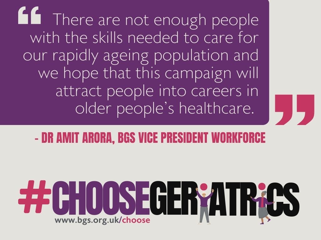 British Geriatrics Society (@gerisoc) on Twitter photo ‘There are not enough people with the skills needed to care for our rapidly ageing population and we hope that this campaign will attract people into careers in older people's healthcare.' - BGS VP Workforce <a href="/betterageing/">Amit Arora</a> bit.ly/47JlgBr ‘There are not enough people with the skills needed to care for our rapidly ageing population and we hope that this campaign will attract people into careers in older people's healthcare.' - BGS VP Workforce <a href="/betterageing/">Amit Arora</a> bit.ly/47JlgBr