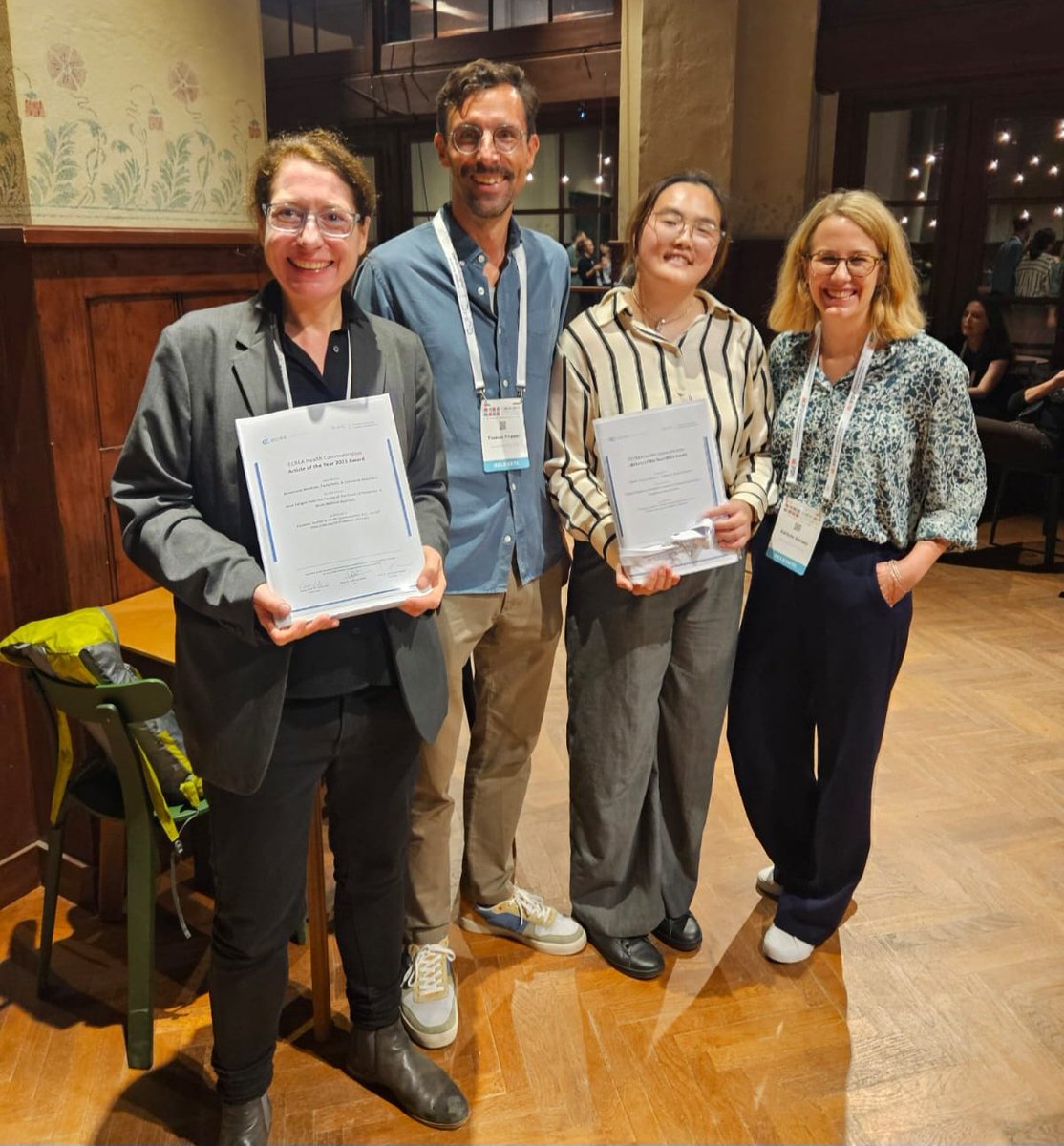 Health Communication Thematic Section ECREA (@healthcomeurope) on Twitter photo During our social event, the winners of the <a href="/ejhc_journal/">EJHC</a> Article of the Year 2023 were announced 🏆 It was a neck-and-neck race, so we decided to announce two winners. Congrats to <a href="/rilkevorgoethe/">Annemarie Wiedicke</a>, <a href="/PaulaStehr/">Paula Stehr</a> and <a href="/corossmann/">Constanze Rossmann</a> and Edith Smit, Marijn Meijers and Carolin Ischen 🎉 During our social event, the winners of the <a href="/ejhc_journal/">EJHC</a> Article of the Year 2023 were announced 🏆 It was a neck-and-neck race, so we decided to announce two winners. Congrats to <a href="/rilkevorgoethe/">Annemarie Wiedicke</a>, <a href="/PaulaStehr/">Paula Stehr</a> and <a href="/corossmann/">Constanze Rossmann</a> and Edith Smit, Marijn Meijers and Carolin Ischen 🎉