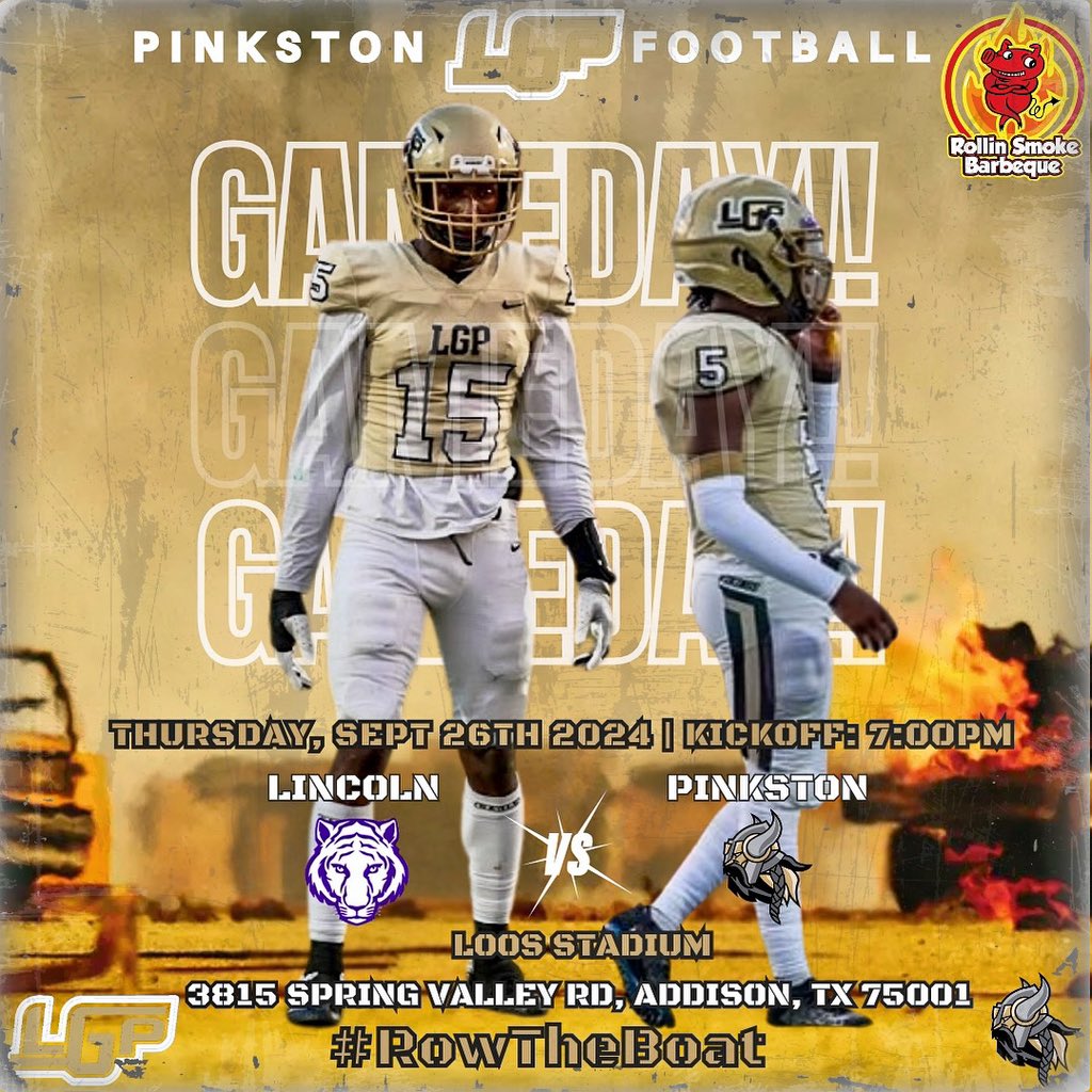 lgp_football's tweet photo. It’s Football Time at LGP!!! 🔥

Let’s GO!!! 

🆚: Lincoln

📍:Loos Stadium 

🗓️: Thursday, September 26th 

⏰: 7:00 pm

#RowTheBoat | #WhyNotPinkston | #Potws | #TheWest https://t.co/WurOWkCCgM