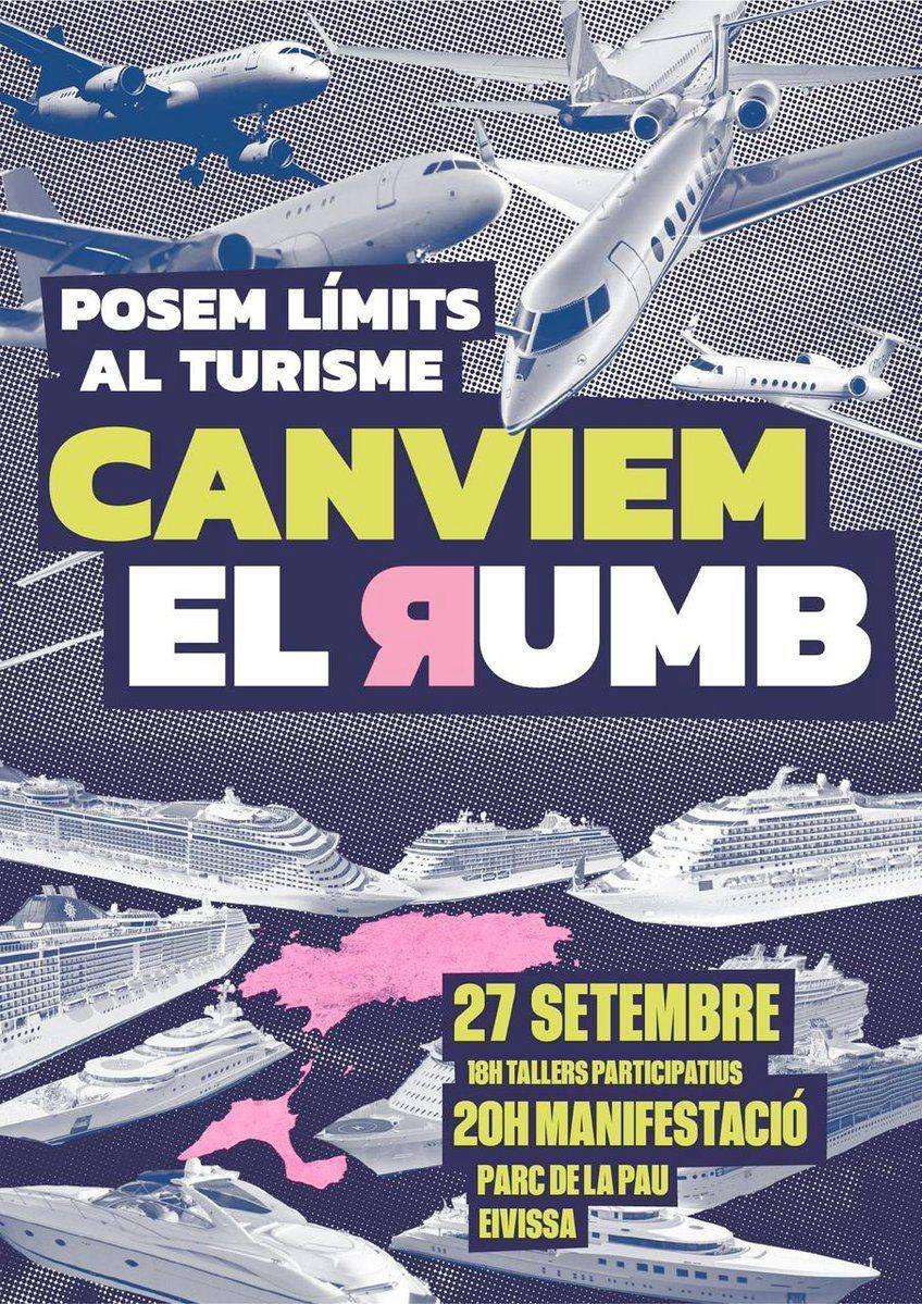 ‼️ Perquè ja n'hi ha prou de treballadors pagant 1000€ per un llit, de festes il·legals a entorns protegits, de piscines il·limitades en plena sequera, de platges tancades per festes privades. 

Canviem el rumb: posem límits al turisme!